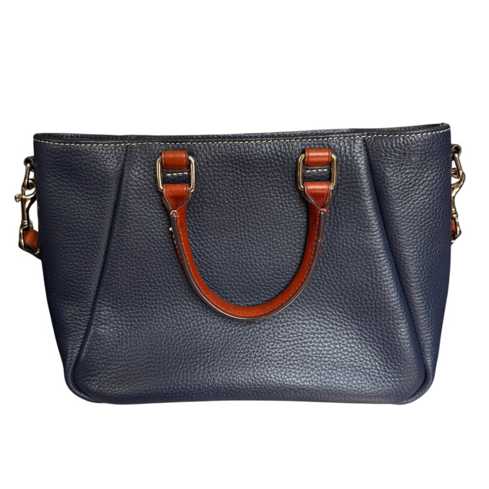Dooney & Bourke dark blue leather pebble grain zippered handbag shoulder bag